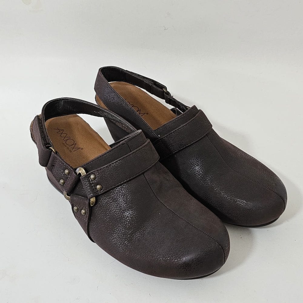 Axxiom Brown Vegan Slingback Mules Size 8